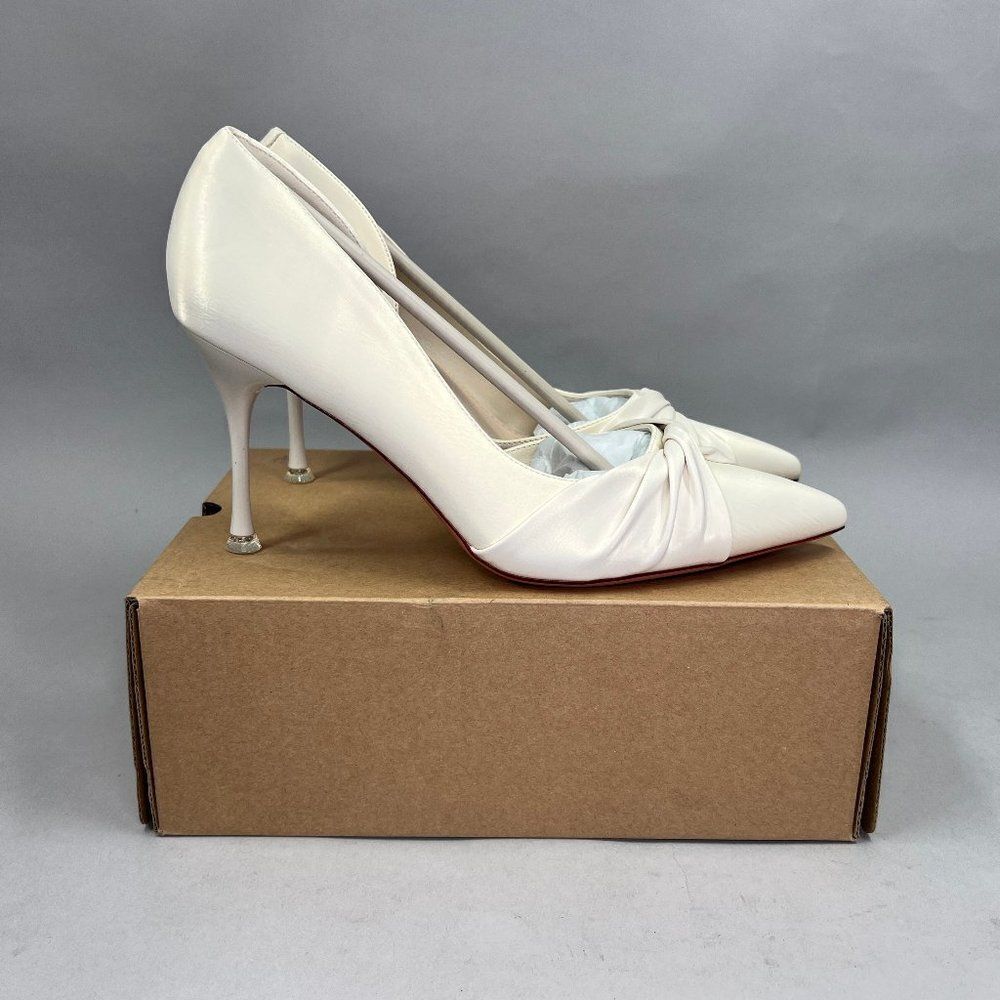 ZBY Women's Size 8.5‎ Off White Twist Knot Heels!